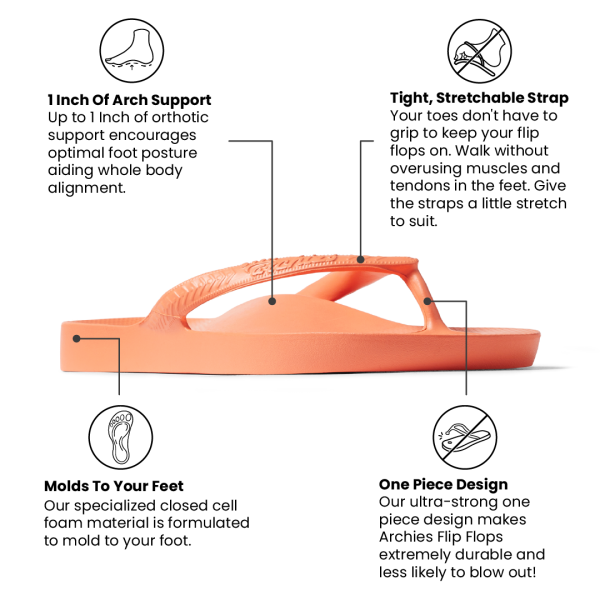 Arch Support Flip Flops - Classic - Peach